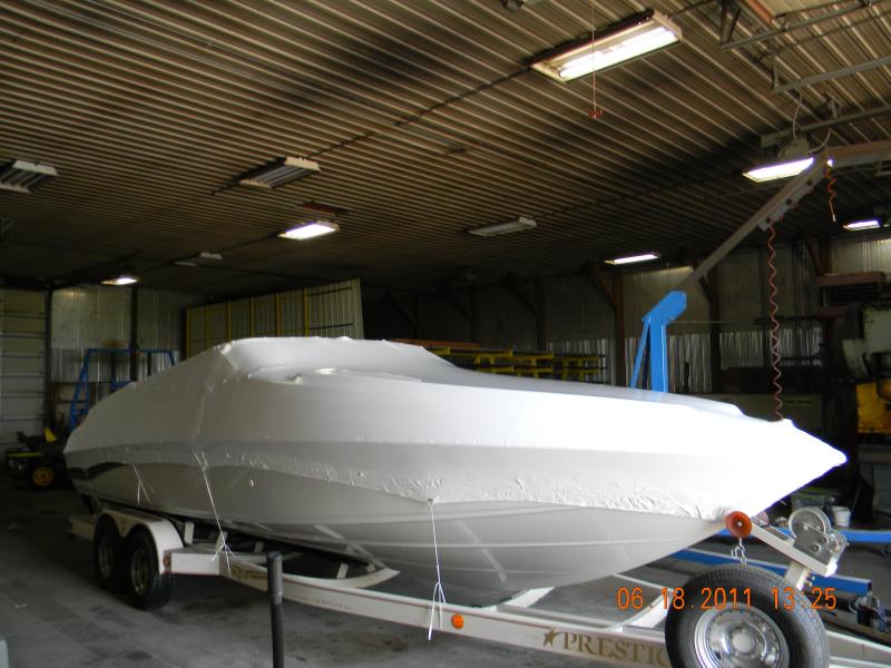 Boat wrapped for transport